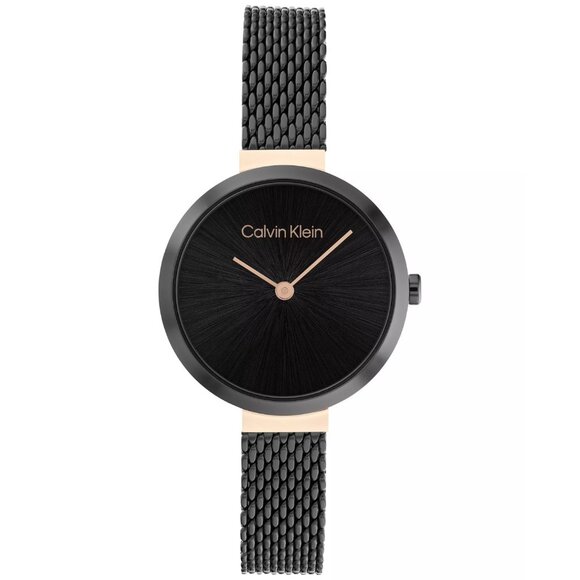Calvin Klein Black Stainless Steel Mesh Bracelet Watch 28mm - Picture 1 of 5